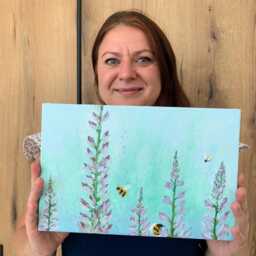 Bumblebee Painting, Honeybee Oil Small Painting - thumbnail 3