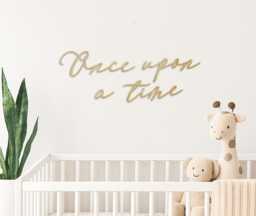 Once Upon A Time Wooden Wall Sign - Nursery Decor Fairytale Quote Kids Bedroom Script Reading Nook Art - thumbnail 1