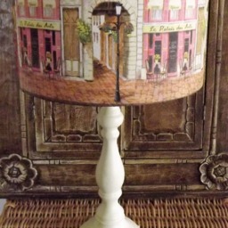 French Cafe Lampshade Shabby Chic Lamp Shade, Vintage, Pink Cafe Street Paris, Free Gift - thumbnail 2