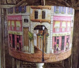French Cafe Lampshade Shabby Chic Lamp Shade, Vintage, Pink Cafe Street Paris, Free Gift - thumbnail 1