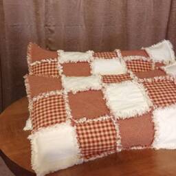 Custom Order, Homespun Pillow Sham, 1 King Size Rag Quilt Farmhouse Sham - thumbnail 4