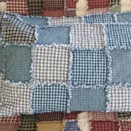 Custom Order, Homespun Pillow Sham, 1 King Size Rag Quilt Farmhouse Sham - thumbnail 2