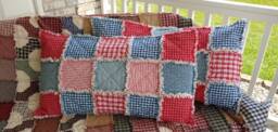 Custom Order, Homespun Pillow Sham, 1 King Size Rag Quilt Farmhouse Sham - thumbnail 1