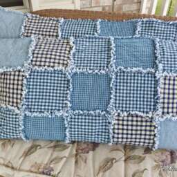 Custom Order, Homespun Pillow Sham, 1 King Size Rag Quilt Farmhouse Sham - thumbnail 3