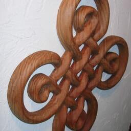 Celtic Knot Of Discovery Wall Hanging Book Kells Irish Home Decor Ornamental Cross Wood Carving Double Line Knotwork Symbol - thumbnail 3