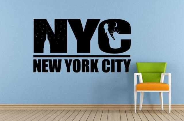 New York City Words Nyc Town Statue Of Liberty Window Or Wall Car Vinyl Peal & Stick Removable Sticker Decal L1477 - image 1