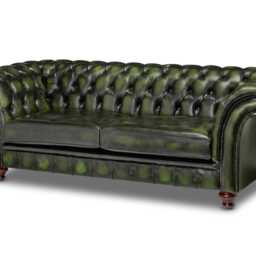 Chesterfield Three Seater Belmont Sofa Antique Green Leather - thumbnail 3