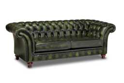 Chesterfield Three Seater Belmont Sofa Antique Green Leather - thumbnail 1