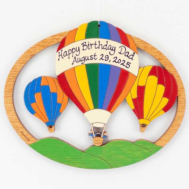 Personalized Hot Air Balloon Christmas Ornament-Wood, Laser Cut, Hand Painted - image 1