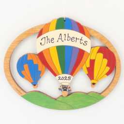 Personalized Hot Air Balloon Christmas Ornament-Wood, Laser Cut, Hand Painted - thumbnail 2