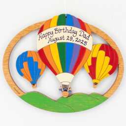 Personalized Hot Air Balloon Christmas Ornament-Wood, Laser Cut, Hand Painted - thumbnail 1