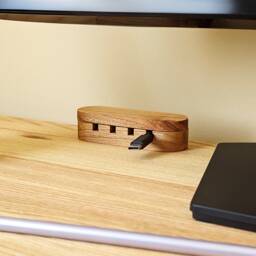 Wooden Cable Holder Mahogany Walnut Cherry - Desk Wire Organizer Management Stand Organization Office Gift - thumbnail 1