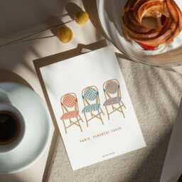 Illustration Trio Bistro Chairs. Of Paris. Postcard & Poster - thumbnail 3