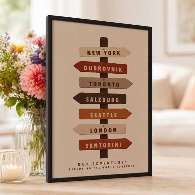Personalised Travel Signpost Print - Custom Holiday Destinations & Adventure Wall Art Poster - image 1