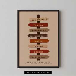 Personalised Travel Signpost Print - Custom Holiday Destinations & Adventure Wall Art Poster - thumbnail 2