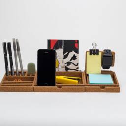 Cork Desk Organizer Set/Pen Holder Office Storage Apple Watch Stand Cork Decor - thumbnail 3