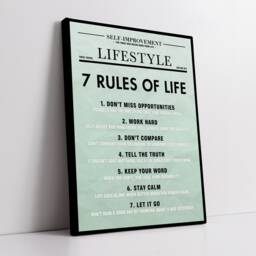 7 Rules Of Life Finance Business Motivational Inspirational, Framed Canvas Wall Art Poster Print, Home Office & Room Decor, Gift Idea - thumbnail 3
