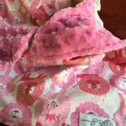 "Cutie Cotton Pink Lions & Minky Baby Blanket ""Nico" - thumbnail 3
