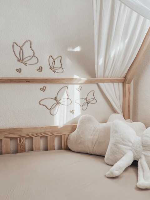 Wooden Line Art Butterflies Wall Set Wanddeko Schmetterlinge Papillons Bois D??co Murale B??b?? Kinderzimmer Handmade - image 1