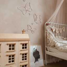 Wooden Line Art Butterflies Wall Set Wanddeko Schmetterlinge Papillons Bois D??co Murale B??b?? Kinderzimmer Handmade - thumbnail 2