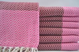 "Herringbone Towel, Turkish Peshtemal, Pink & Burgundy Towel, Zigzag Towel, Peshtemal Towel, Ultra Soft Towel, 40""x63"