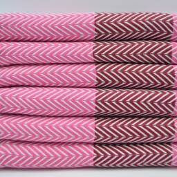 "Herringbone Towel, Turkish Peshtemal, Pink & Burgundy Towel, Zigzag Towel, Peshtemal Towel, Ultra Soft Towel, 40""x63" - thumbnail 2