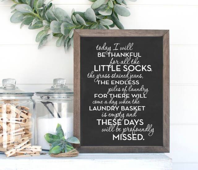 Today I Will Be Thankful For All The Little Socks Mod Laundry Wall Art, Decor - Available As Print, Framed Print Or Canvas Sign - image 1