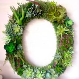 Green Moss Letter With Faux Succulents Woodland Decor - thumbnail 3