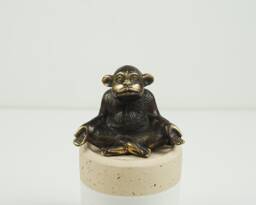 Monkey Meditation Yoga Statue, 2 Inch Animal Sculpture, Brass Figurine, Miniature, Living Room Decor, Home Gift For Brother