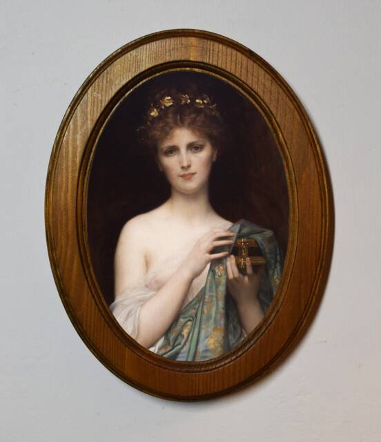 Alexandre Cabanel, Pandora Art Print in Light Oak Oval Frame - image 1