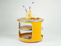 Bob - Industrial Half Oil Barrel Coffee Table - With Storage Loft Furniture Handmade in Hamburg