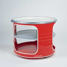 Bob - Industrial Half Oil Barrel Coffee Table - With Storage Loft Furniture Handmade in Hamburg - thumbnail 2