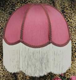 Handmade Pink Fabric Dome Lampshade Cream Fringe, British Made - thumbnail 1