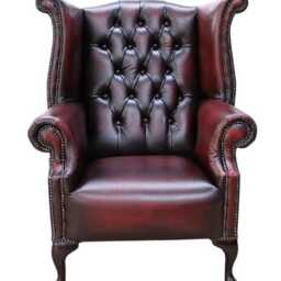 Fixed Seat Chair Authentic Chesterfield Real Antique Oxblood Leather - thumbnail 2