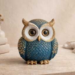 Owl Figurine Resin - Decorative Statue For Bookshelf, Desk Or Nightstand Cozy Home Decor Accent Personlisation Option - thumbnail 2