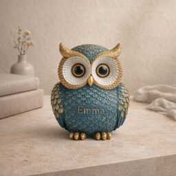 Owl Figurine Resin - Decorative Statue For Bookshelf, Desk Or Nightstand Cozy Home Decor Accent Personlisation Option - thumbnail 4