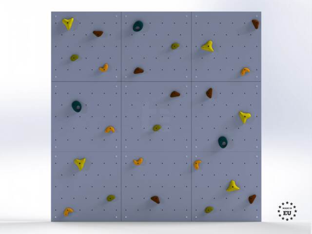Rock Climbing Wall - Wooden Indoor Play For Kids Room - Blue Monochrome Design, Custom Made, Holds Included - image 1