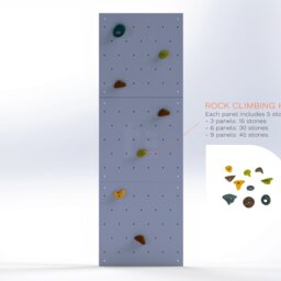 Rock Climbing Wall - Wooden Indoor Play For Kids Room - Blue Monochrome Design, Custom Made, Holds Included - thumbnail 3