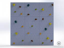 Rock Climbing Wall - Wooden Indoor Play For Kids Room - Blue Monochrome Design, Custom Made, Holds Included