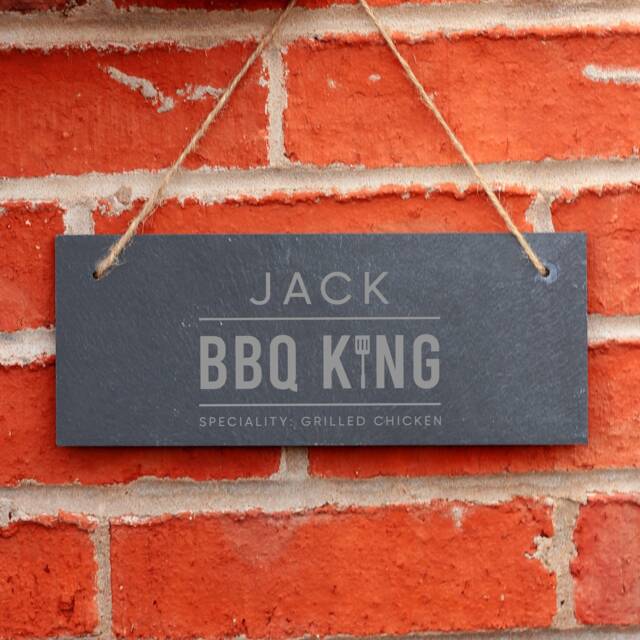 Bbq King Personalised Hanging Slate Plaque Father's Day Gift For Barbecue Enthusiast Of The Grill Wall D??cor Grandad Birthday Gifts - image 1