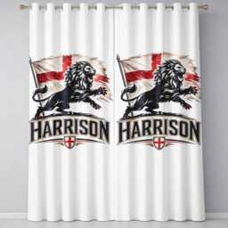 Lions Personalised Name England Flag Curtains Football Supporter Decor St Georges Cross Sports Match Fan Bedroom Window Drapes Gift - thumbnail 3
