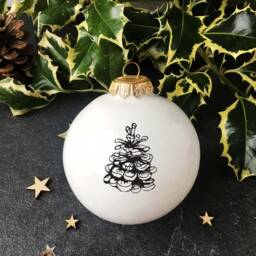 Handcrafted Ceramic Christmas Bauble Gold Tree Cone Ornament - thumbnail 3