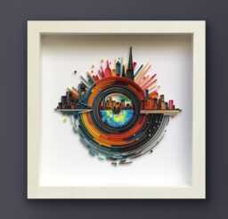 Quilled Abstract Art, 3D Framed Paper Covered With Glass, Unique Gift For Anniversary, Wedding, Birthday - thumbnail 1