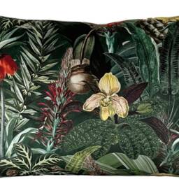 Botanical Velvet Cushion Cover Tropical Green House Floral Pillow - thumbnail 3
