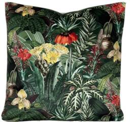 Botanical Velvet Cushion Cover Tropical Green House Floral Pillow