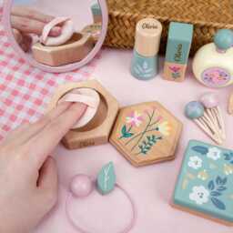 Personalized Wooden Makeup Toy Set, Custom Name Pretend Play Kit, Montessori Beauty Playset, Wooden Vanity Toys For Girls, Birthday Gift - thumbnail 4