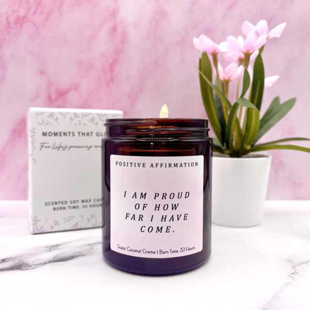 Soy Wax Positive Affirmation Candle, Self Love & Gratitude - Hand Poured - image 1