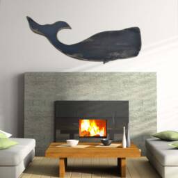 Whale White Moby Dick Supersized Wood Folk Art Sign Nautical Decor Wooden Cutout Outdoor Wall - thumbnail 2
