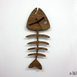 Fish Bone Wooden Wall Clock - thumbnail 2