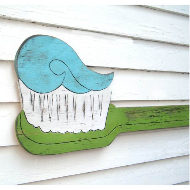 Toothbrush Wall Art Dental Office Pediatric Sign Children's Dentist Kids Bathroom Decor Decoration Artwork Personalized - image 1